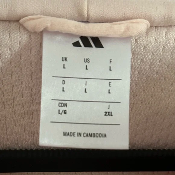 Adidas Womens Z.N.E. Full Zip Light Pink Hoodie with Black Accents - Size L - Picture 4 of 8